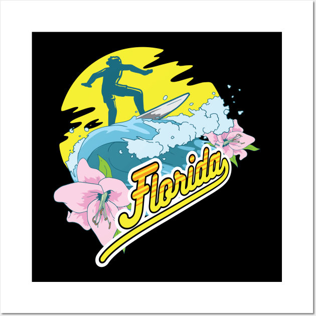 Florida Surfing Wall Art by KAWAIITEE